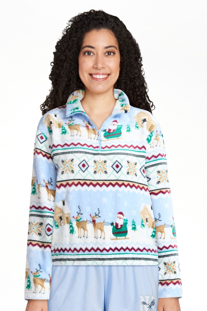 No Boundaries Top de Felpa con Cuello Falso y Manga Larga con Zíper de 1/4 para Mujer | Walmart (US)