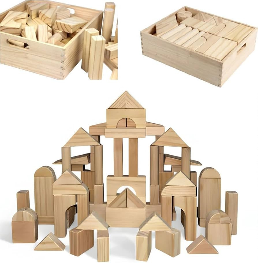 Standard Unit Building Blocks for Toddlers with Storage Tray (64 Pcs) Sanded Wood Blocks for Chil... | Amazon (US)