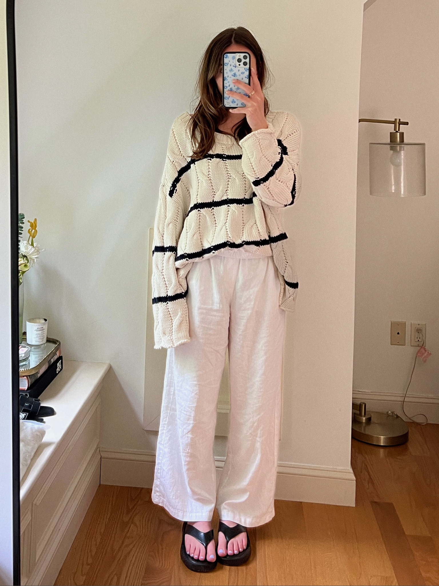 Linen pants. Linen outfit. Summer linens. Linen outfits. Sweater is old Zara. Shoes are old but linked similar ones! 

#LTKunder100 #LTKstyletip #LTKSeasonal