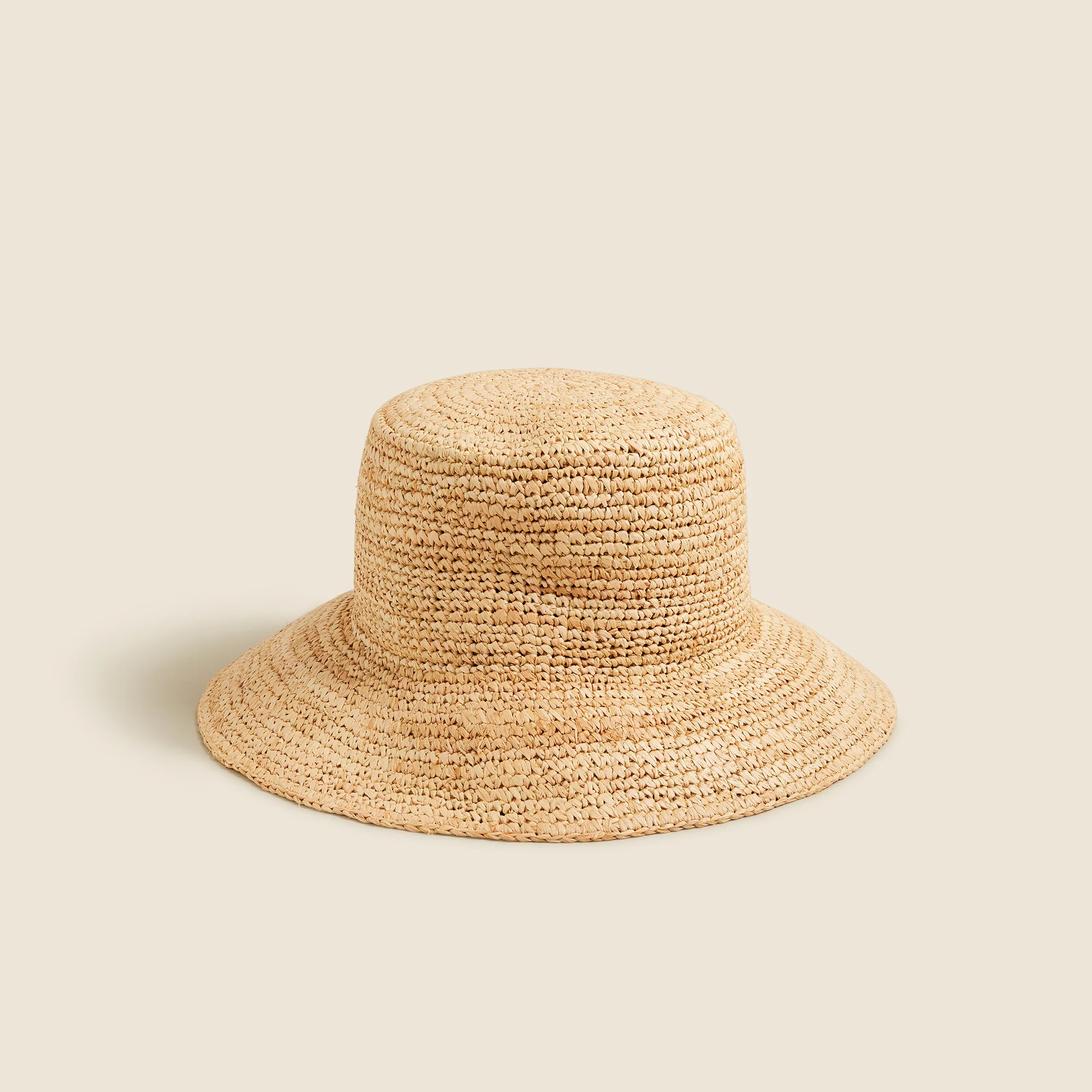 Wide-brim raffia bucket hat | J. Crew US