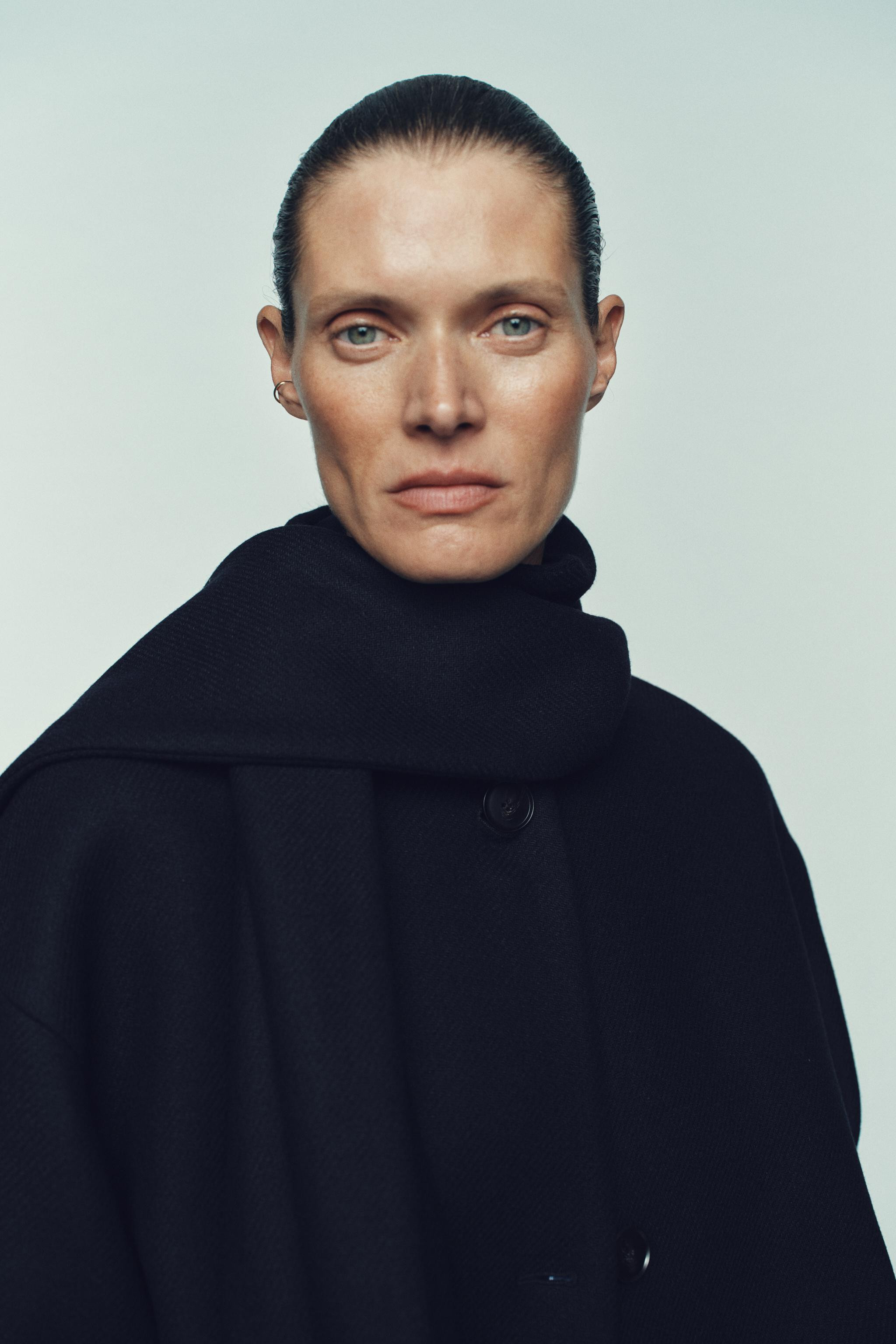 WOOL BLEND SHORT COAT WITH SCARF | Zara US