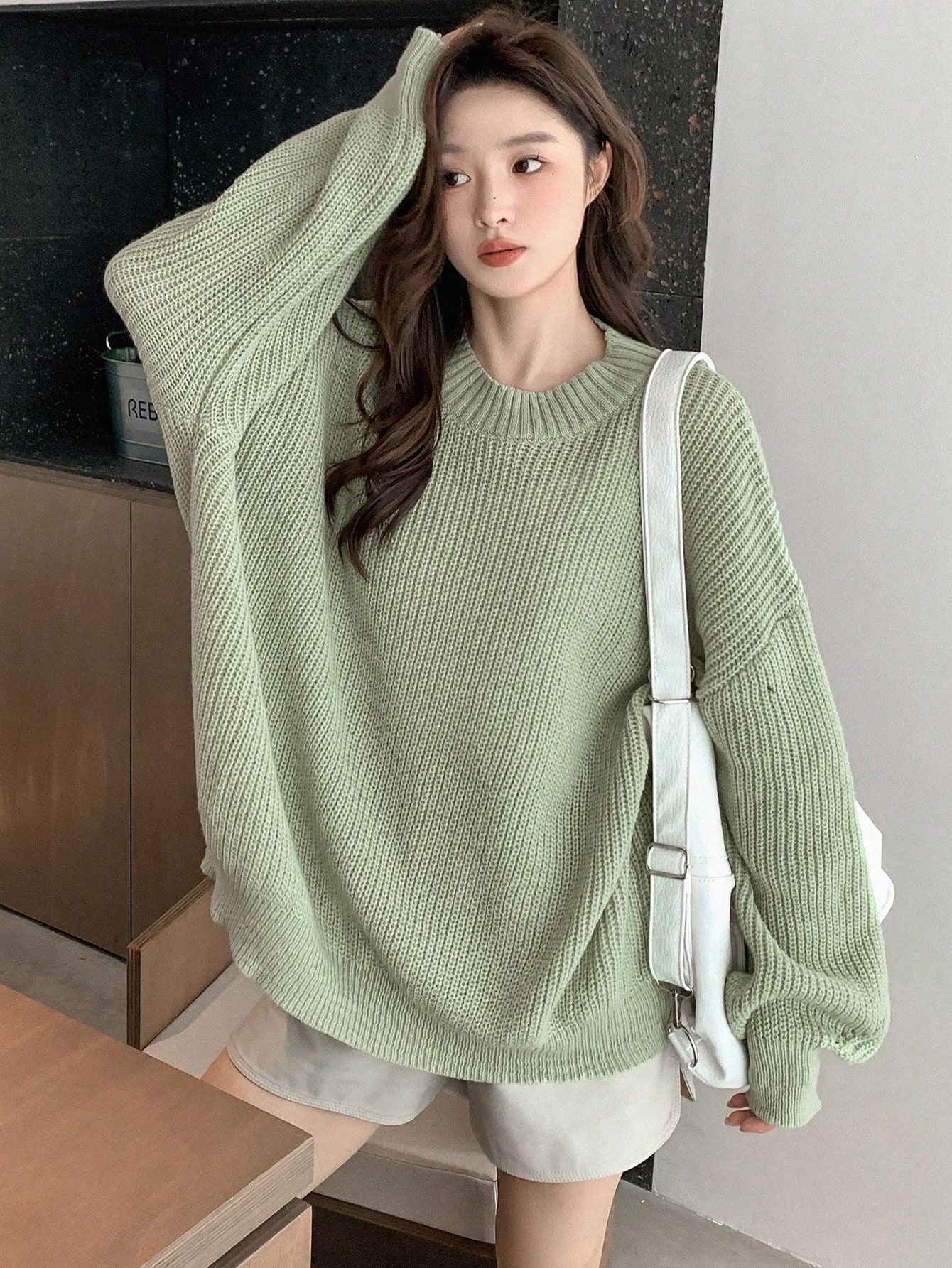 DAZY Solid Drop Shoulder Oversized Sweater | SHEIN