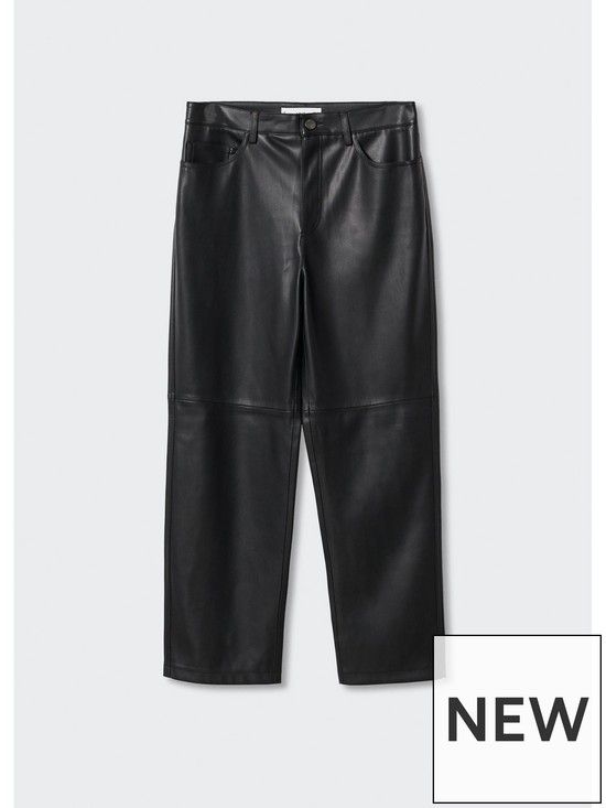 Mango Faux Leather Cropped Trouser - Black | Very (UK)