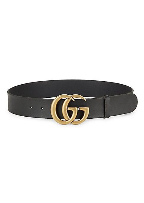 Gucci Women's Leather Belt with Double G Buckle - Black - Size 80 (Small) | Saks Fifth Avenue