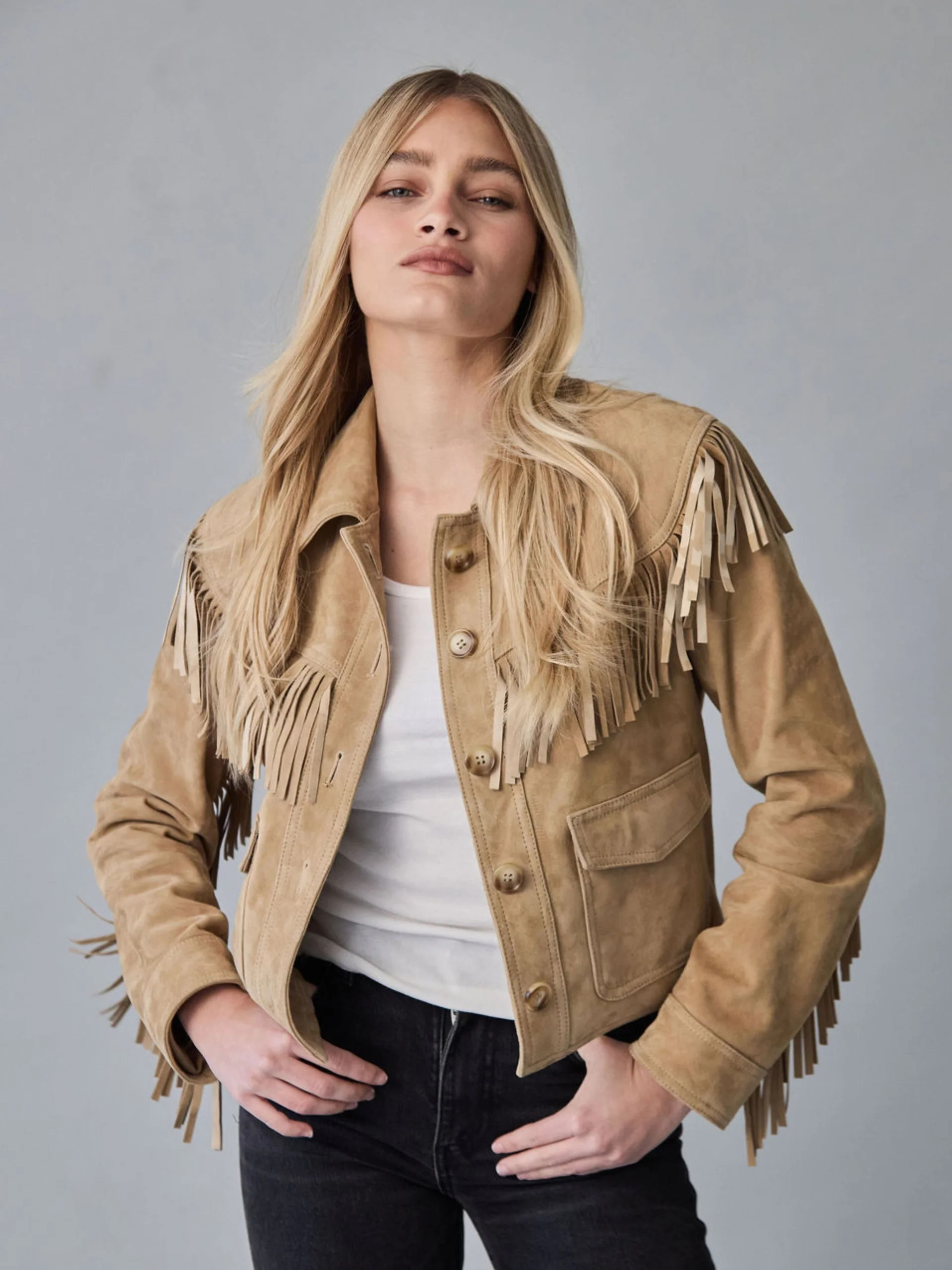 The Delilah Suede Jacket Beige | L.CUPPINI