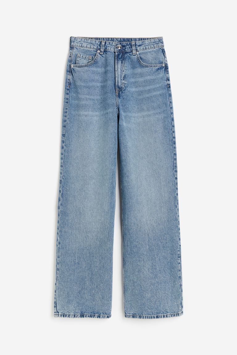 Curvy Fit Wide High Jeans - Light denim blue - Ladies | H&M US | H&M (US)