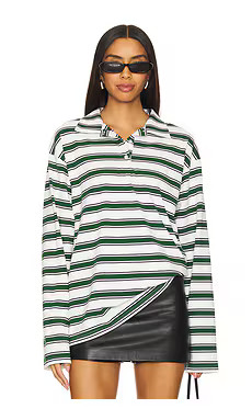 superdown Cailyn Polo Top in White & Green from Revolve.com | Revolve Clothing (Global)