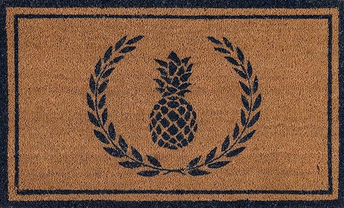 Erin Gates by Momeni Park Pineapple Navy Hand Woven Natural Coir Doormat 1'6" X 2'6" | Amazon (US)