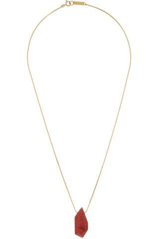 Gold & Orange Long Pendant Necklace | SSENSE