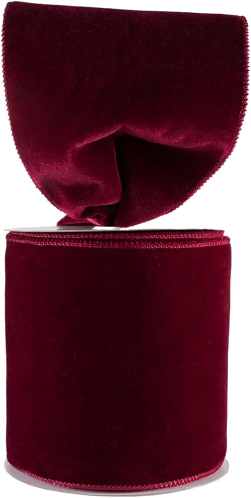 Meseey Velvet Wired Edge Ribbon, 4 Inch Width, Christmas Gift Wrapping Ribbon, Waterproof for Wre... | Amazon (CA)