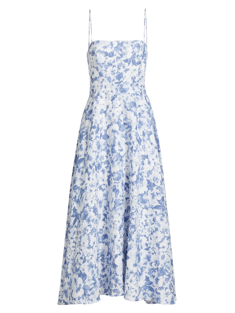 Women's Monette Floral Linen Midi-Dress - Larkspur - Size 0 | Saks Fifth Avenue