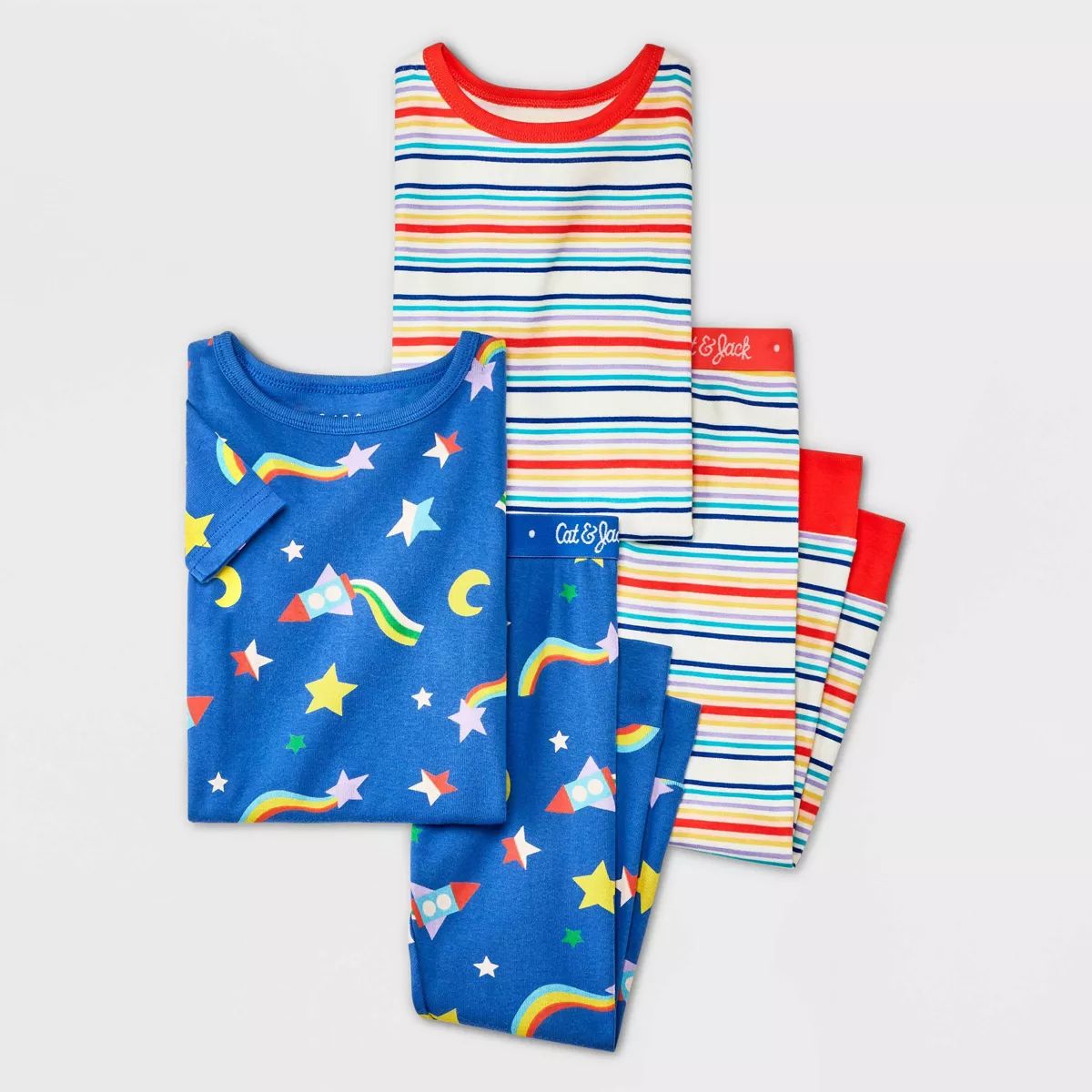 Toddler Boys' 4pc Rainbow Stars & Striped Pajama Set - Cat & Jack™ Blue 5T | Target