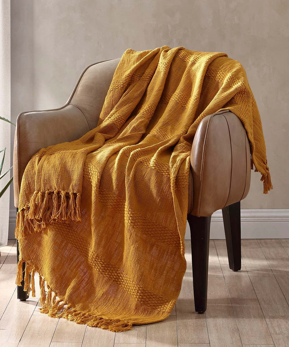 Brielle Throws MUSTARD - Mustard Fringe Samson Throw | Zulily