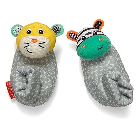 Infantino Foot Rattles, Zebra & Cheetah, Soft Baby Sock Rattles - Encourages Hand-Eye Coordinatio... | Amazon (US)