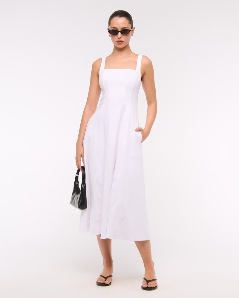 The A&F Mila Stretch Midi Dress | Abercrombie & Fitch (UK)