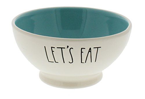 Rae Dunn by Magenta LET'S EAT Ice Cream / Cereal Bowl Blue Interior | Amazon (US)