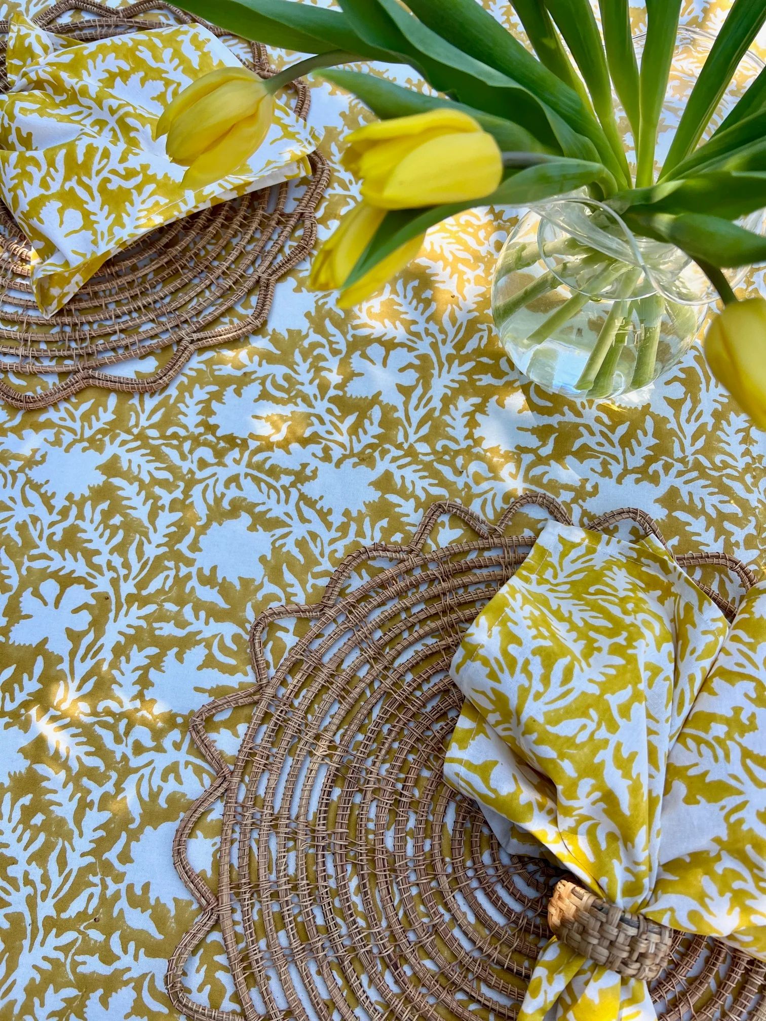 Pressed Florals in Marigold Yellow - Set of 4 | Christina Dickson Home