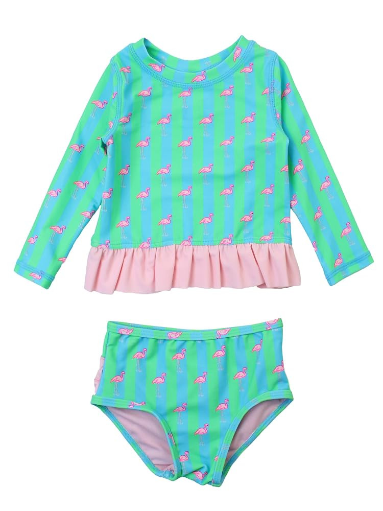 RuffleButts Baby/Toddler Girls Long Sleeve Rash Guard UPF50+ Sun Protected Bikini Swimsuit | Amazon (US)