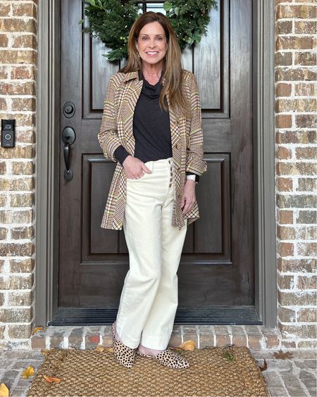 Casual outfit from the cabi clothing fall and winter collection. I’m wearing bone colored corduroy pants with a dark brown boxy fit turtleneck. The plaid shacket is from a previous season.

#winterwardrobe #layeredlook #petitee

#LTKstyletip #LTKover40 #LTKSeasonal