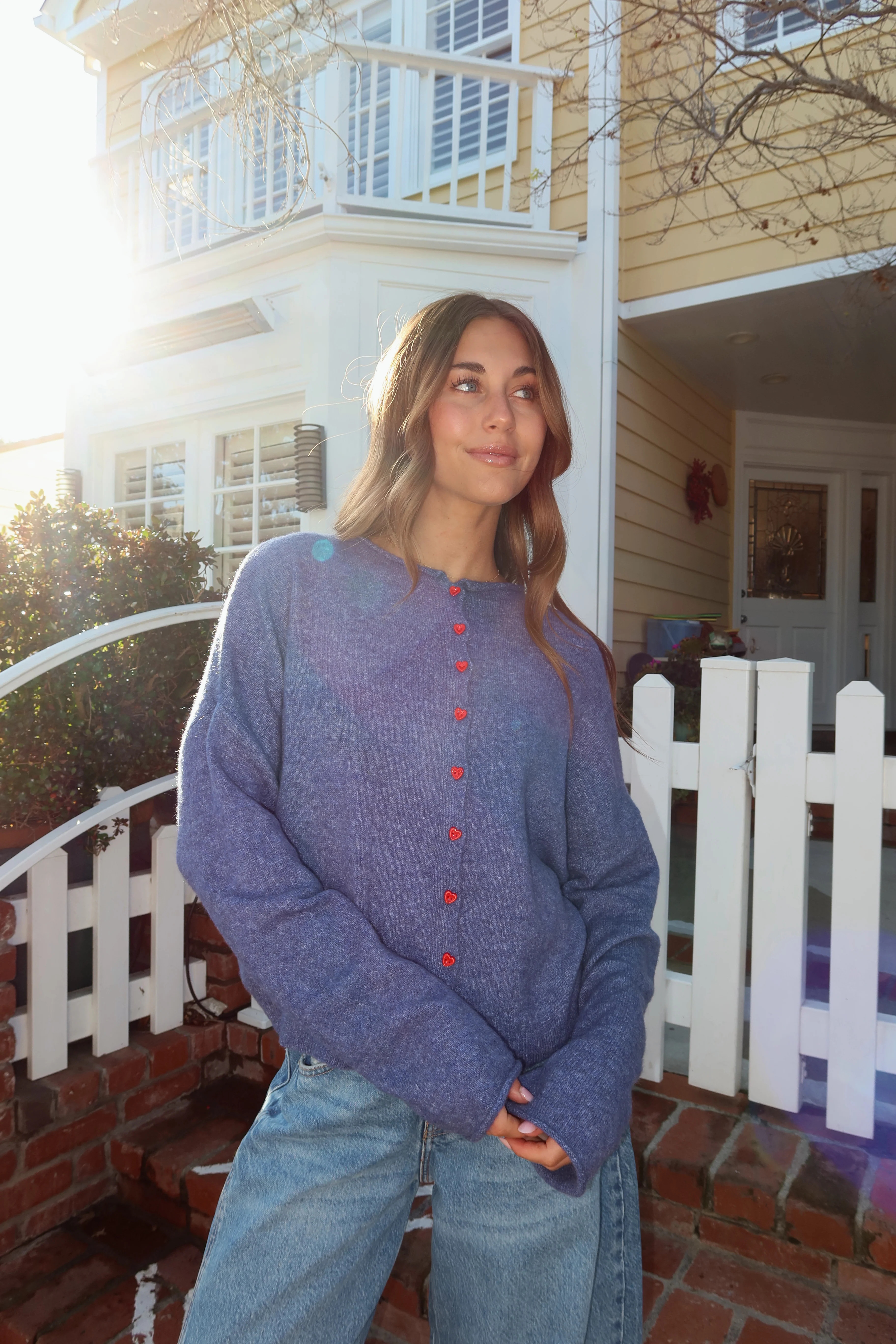 FINAL SALE - Piper HEART Cardigan in Denim Blue | Henly