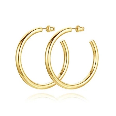 Howoo Big Chunky Gold Hoops Medium Chunky Thick Gold Hoop Earrings for Women | Walmart (US)