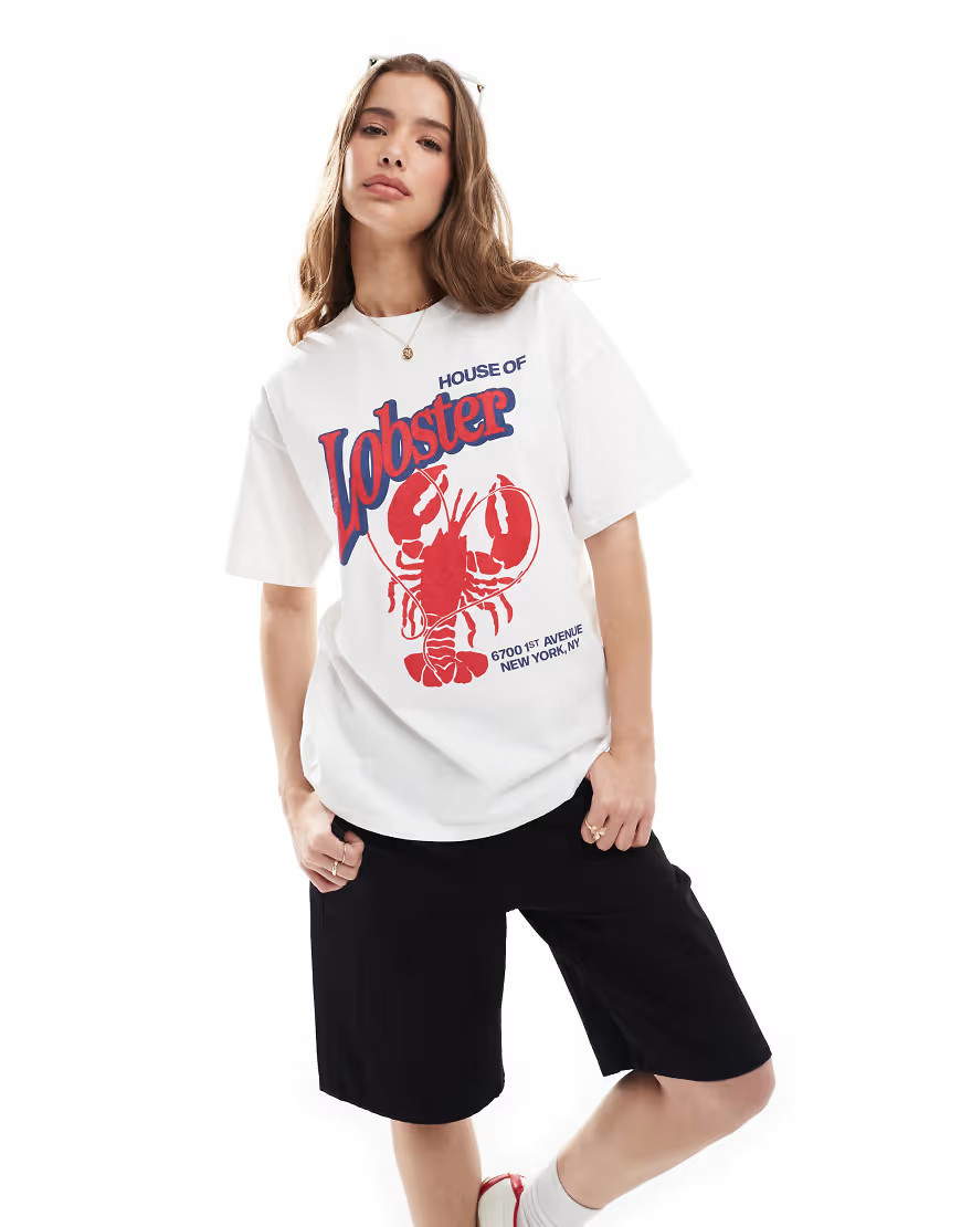Pull&Bear lobster graphic t-shirt in blue | ASOS (Global)