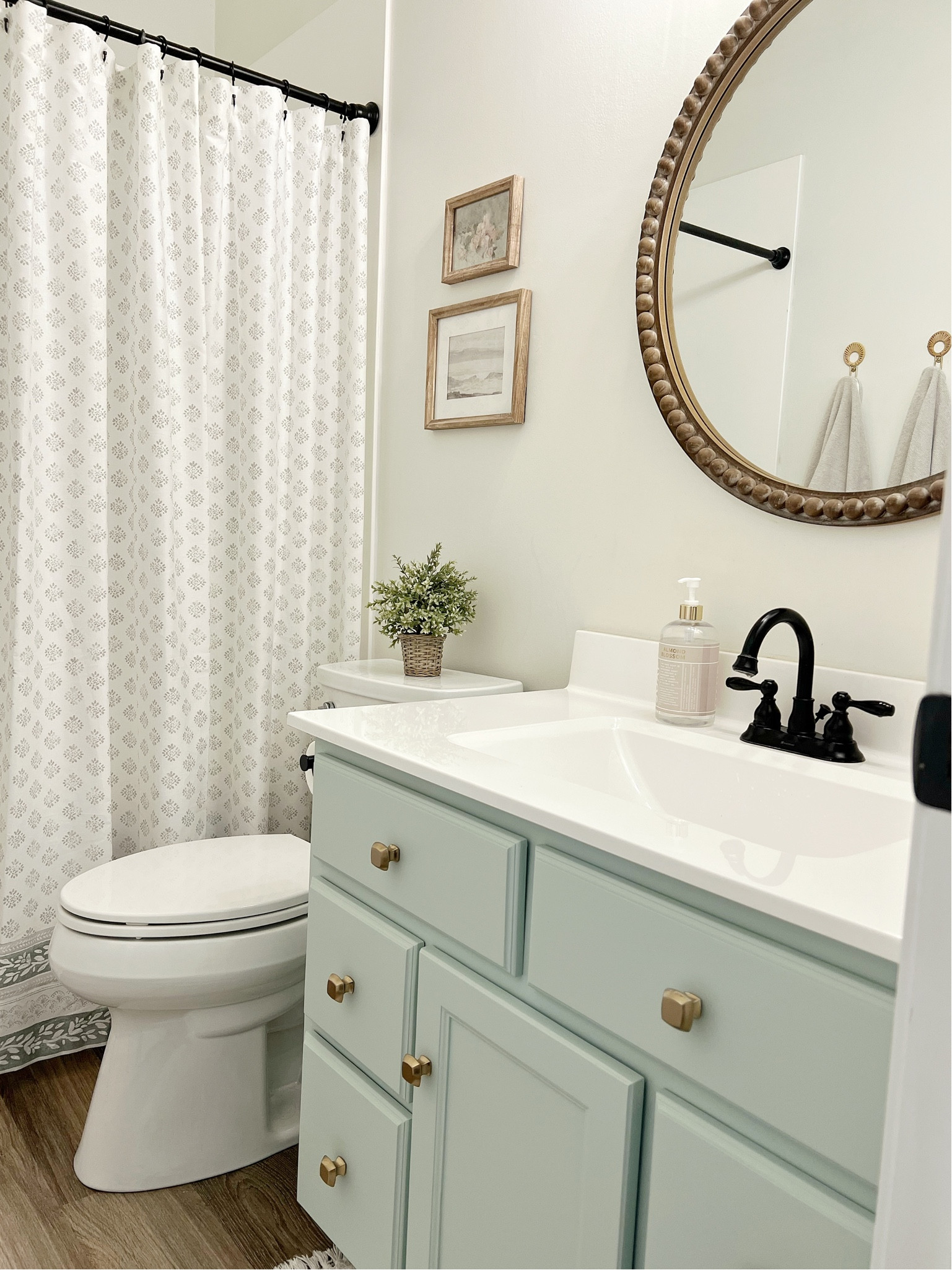 Bathroom sources 
Master bath
Vanity
Shower curtain
HomeGoods 
Etsy prints
Target
Kirklandss

#LTKstyletip #LTKhome #LTKfindsunder100