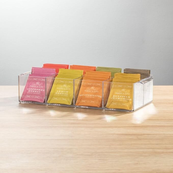 mDesign Plastic Condiment Organizer and Tea Bag Holder - 8-Compartment Kitchen Pantry/Countertop ... | Amazon (US)