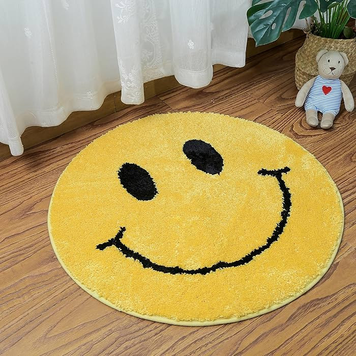 Smile Face Bath Mat for Bathtub Bathroom Sink Bedroom Decorations Cute Happy Face Retro Aesthetic... | Amazon (US)