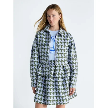 Free Assembly Women s and Women s Plus Houndstooth Peplum Jacket Sizes XS-4X | Walmart (US)