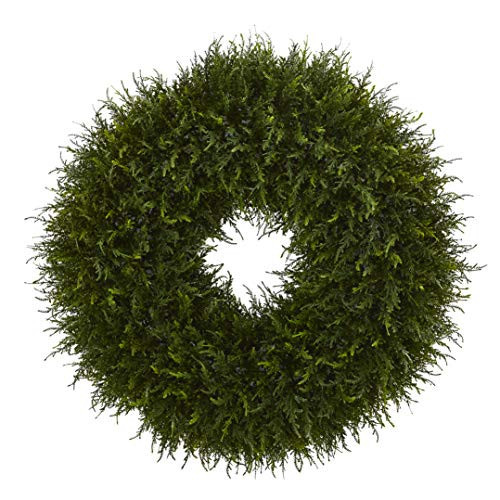Nearly Natural 32-in. Giant Cedar Artificial Wreaths Green | Amazon (US)