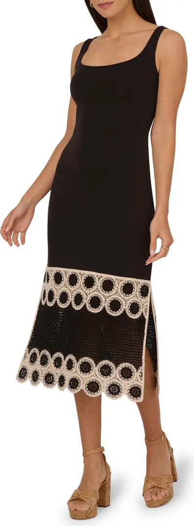 Crochet Detail Midi Sheath Dress | Nordstrom