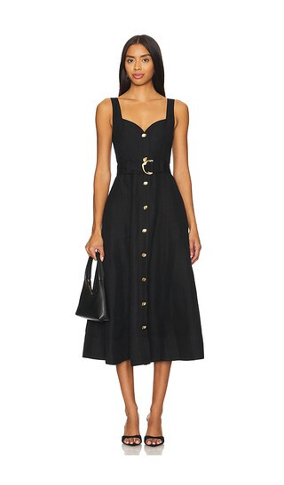 Clay Belted Midi Dress in Black | Revolve Clothing (Global)
