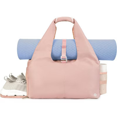 Yoga Gym Bag for Women Men, Shoe Compartment, Wet Dry Pockets & Adjustable Yoga Mat Holder Pink one size | Target