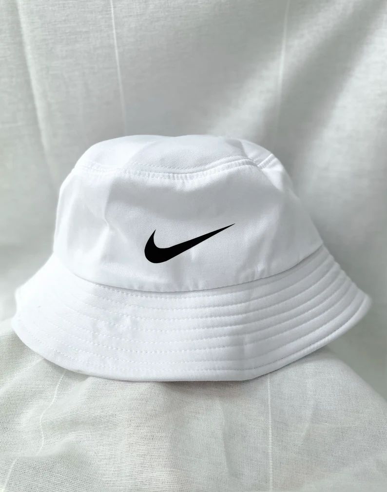 White Nike Inspired Logo Bucket Hat | Etsy (US)