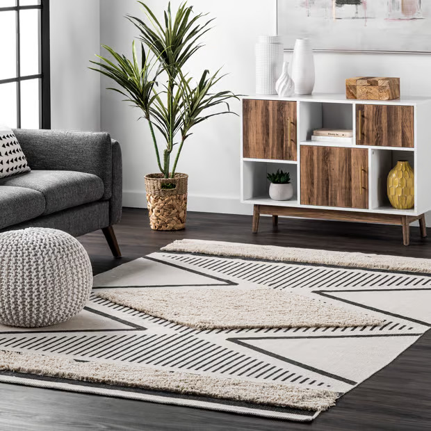 Beige Cotton Shag 6' x 9' Area Rug | Rugs USA