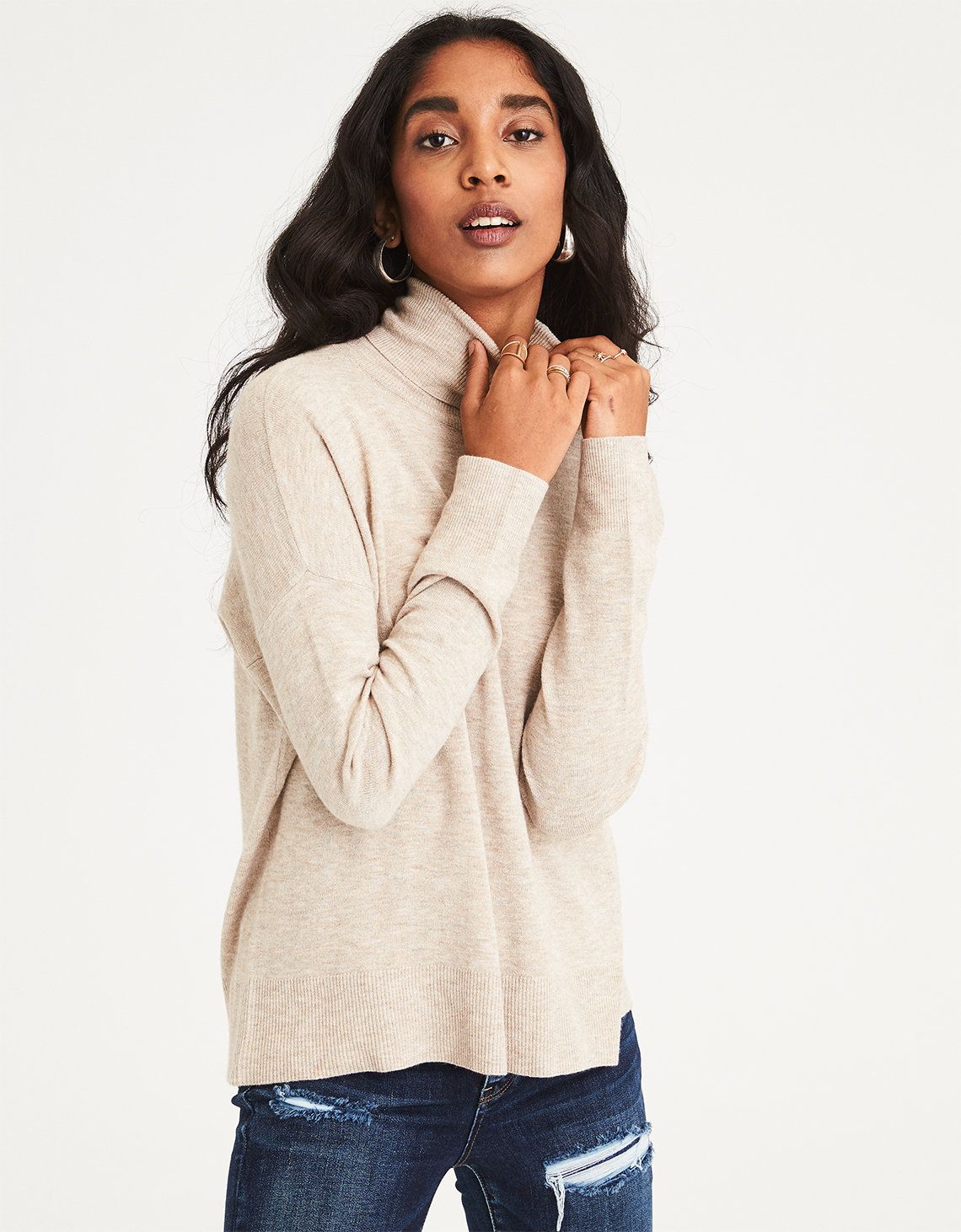 AE Turtleneck Sweater, Oatmeal | American Eagle Outfitters (US & CA)