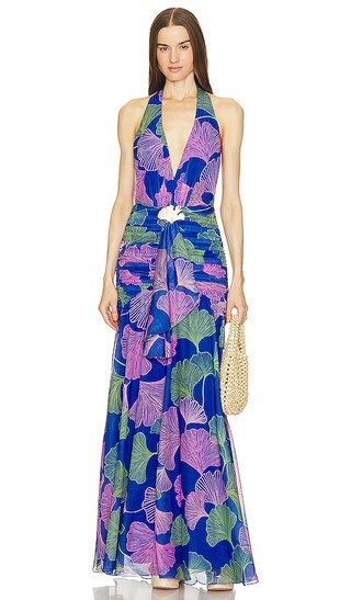 Ocean Leaf Draped Maxi Dress in Blue | Revolve Clothing (Global)