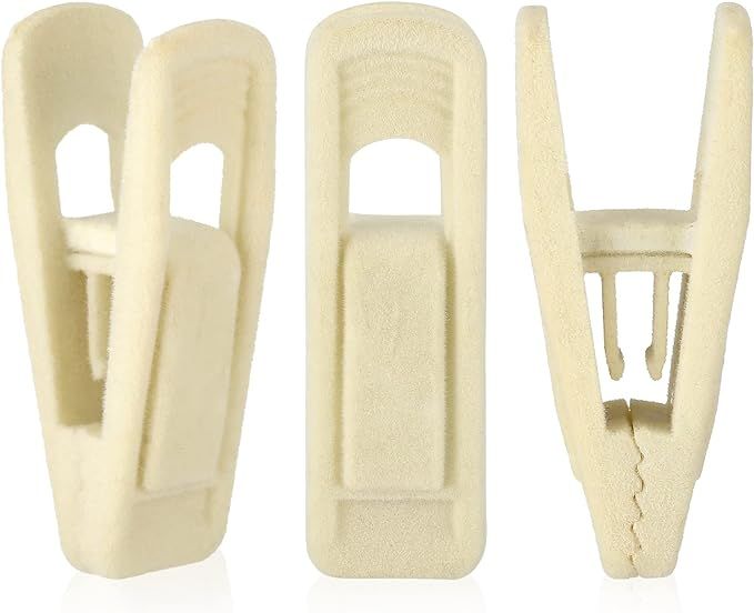 Tinfol Velvet Hangers Clips, 24 Pack Beige Pants Velvet Clips, Clothes Hanger Clip, Strong Finger... | Amazon (US)