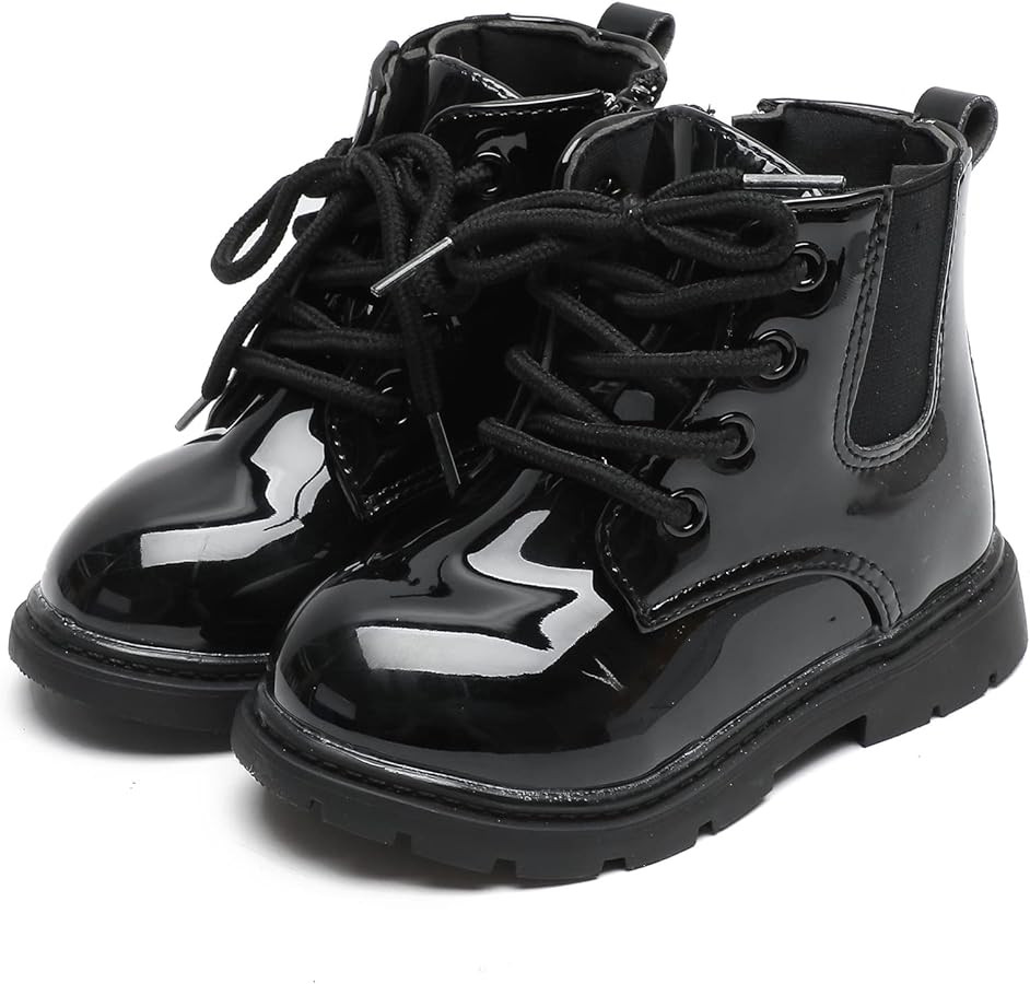 Komfyea Kid Ankle Boots Children Outdoor Shoes For Boys Girls Zippper Lace Up(Toddler/Little Kids... | Amazon (US)