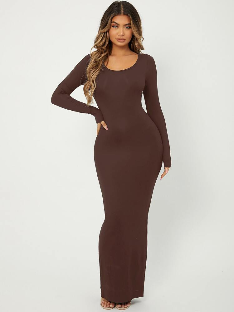 SHEIN SXY Solid Maxi Bodycon Dress | SHEIN