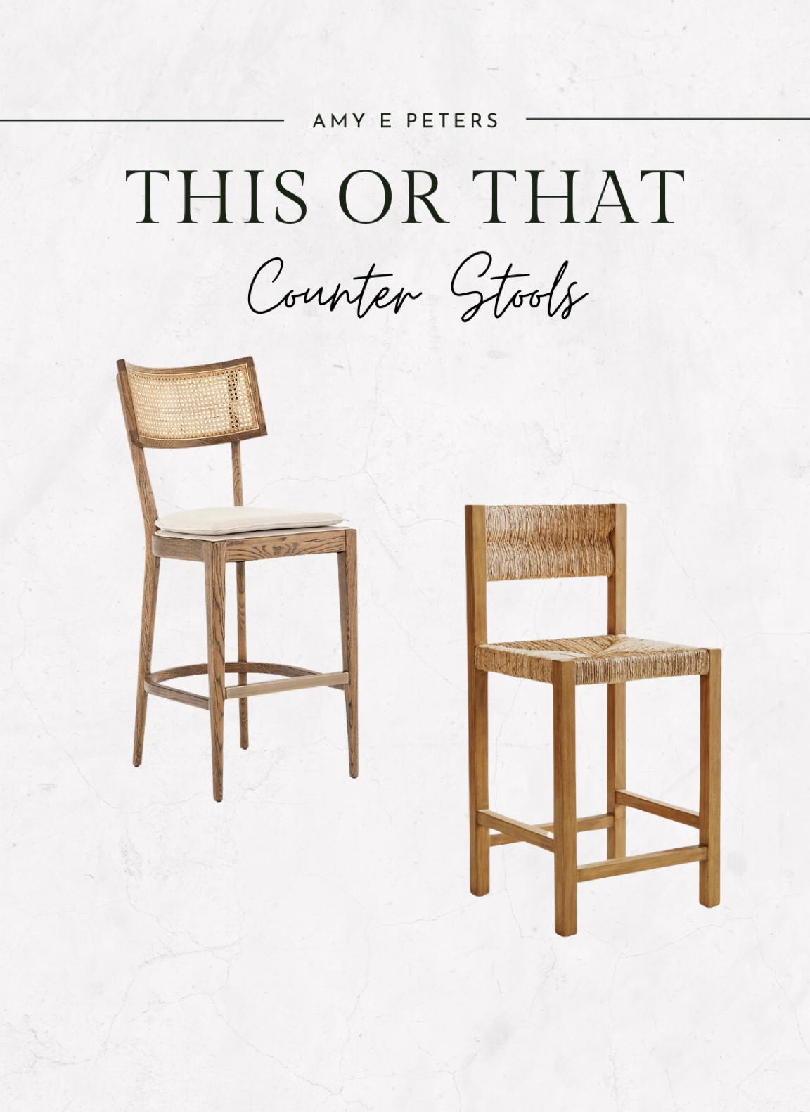 Natural wood counter stools. 
Cane 
Rattan 
#kitchendesign #counterstools 


#LTKsalealert #LTKhome