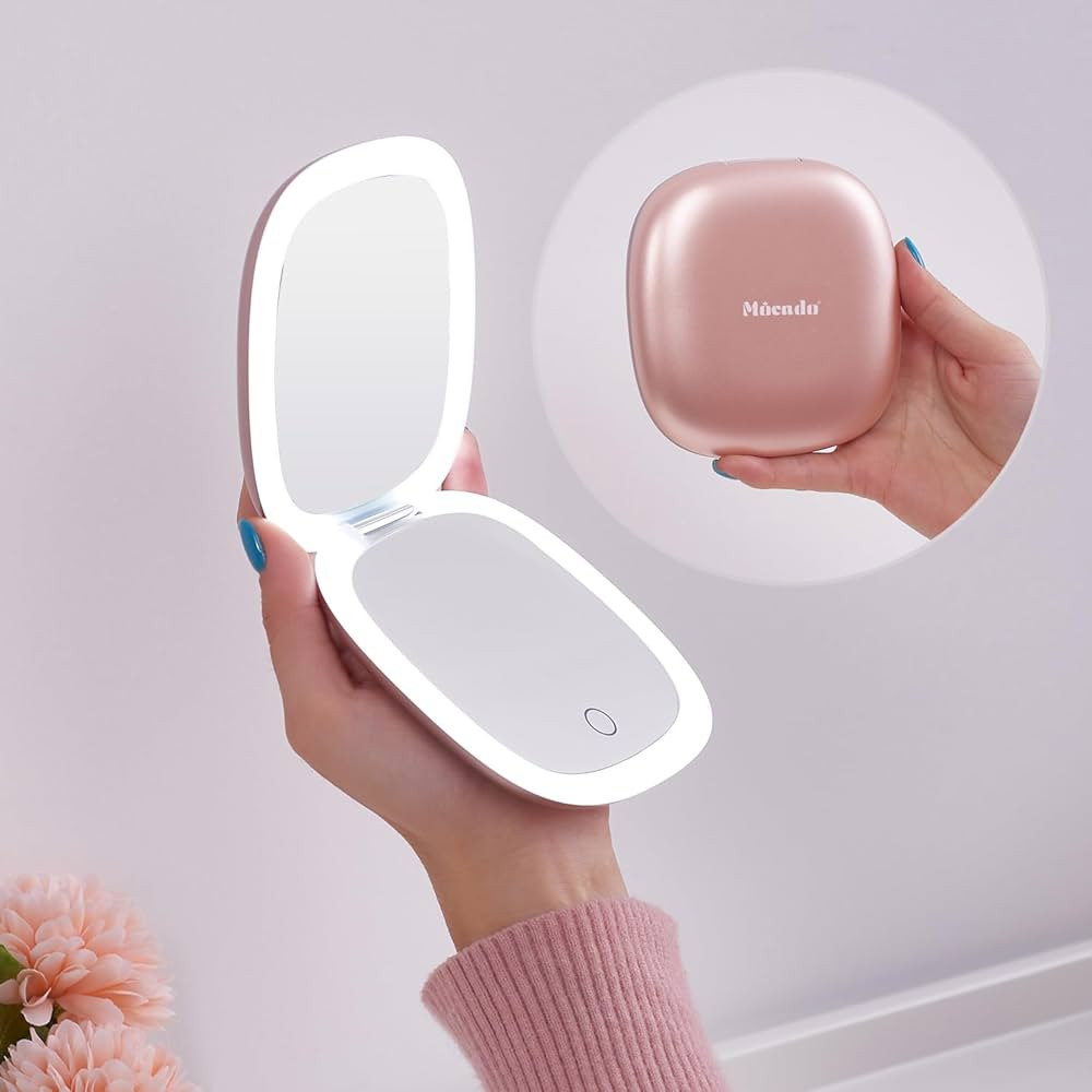 Mocado Compact LED Magnifying Travel Makeup-Mirror - 4 inches 1X/10X Magnification Small Hand Poc... | Amazon (US)