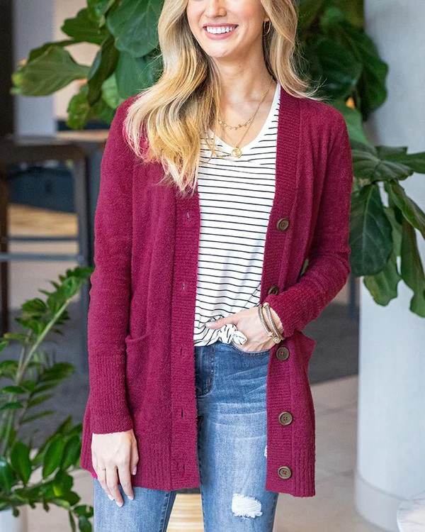 Bambü Button Raspberry Cardi | Grace and Lace