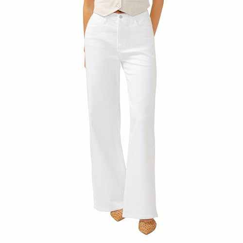 Silver Jeans Co. Women's Highly Desirable High Rise Wide Leg Jeans, White, 32W x 31L | Amazon (US)