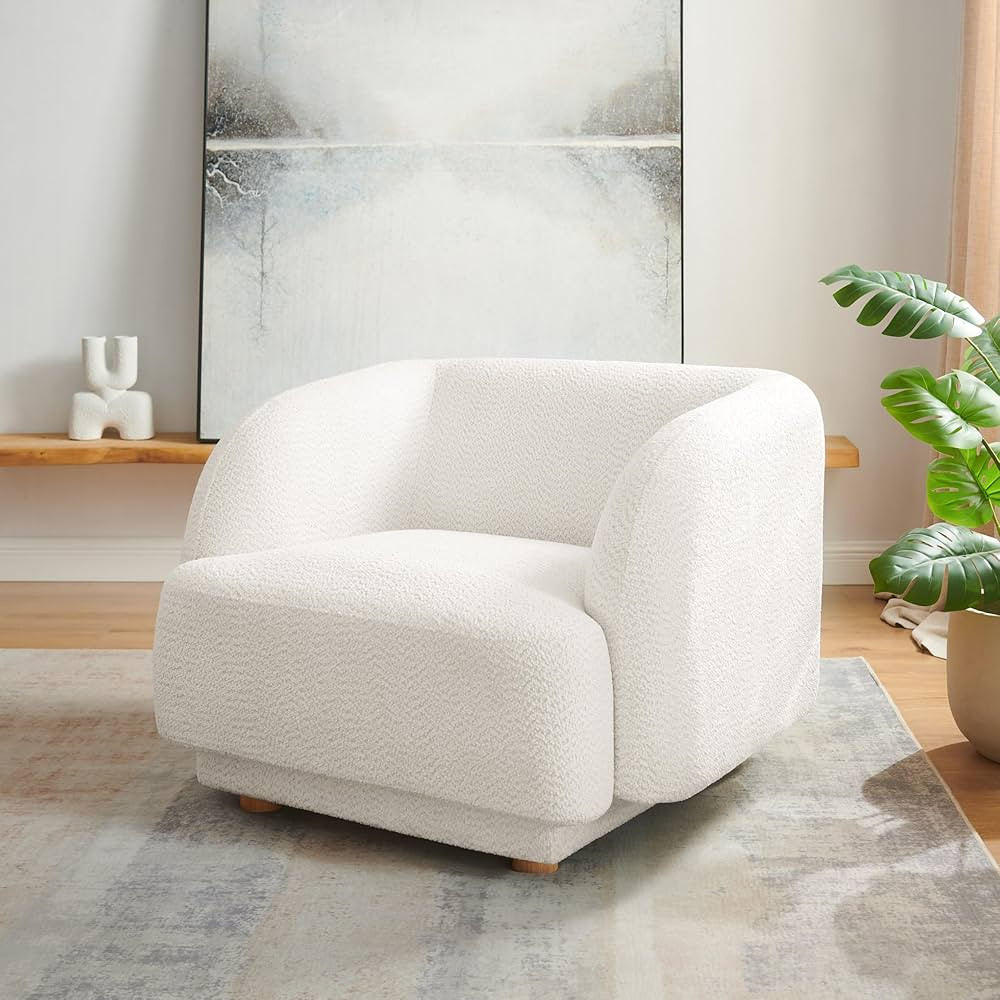 Oversized Living Room Chair, Modern Comfy Accent Barrel Chairs, Single Sofa Chair with Wood Legs,... | Amazon (US)