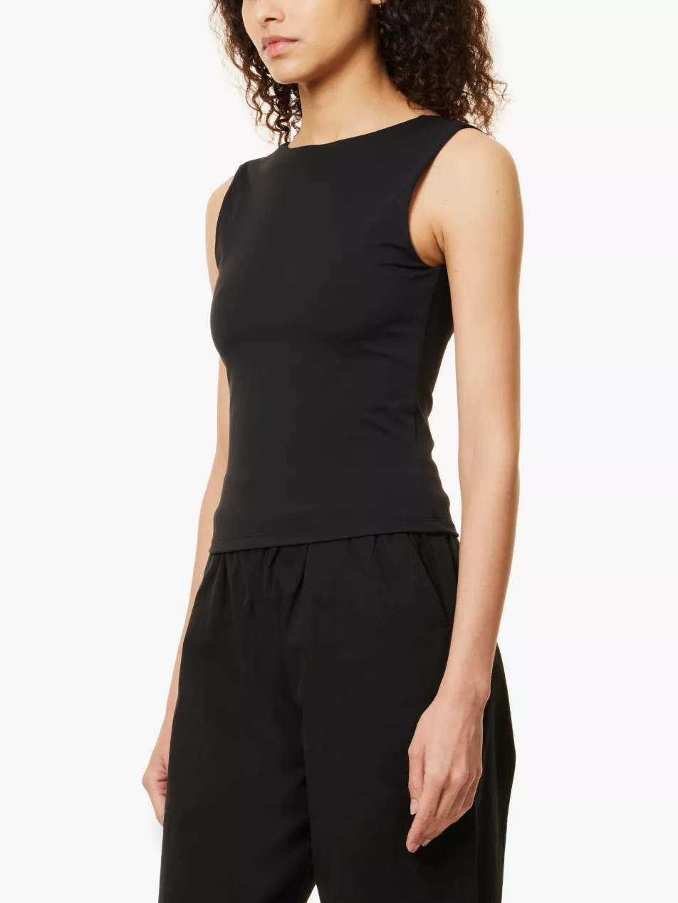 Brand print open back stretch-recycled polyamide top | Selfridges