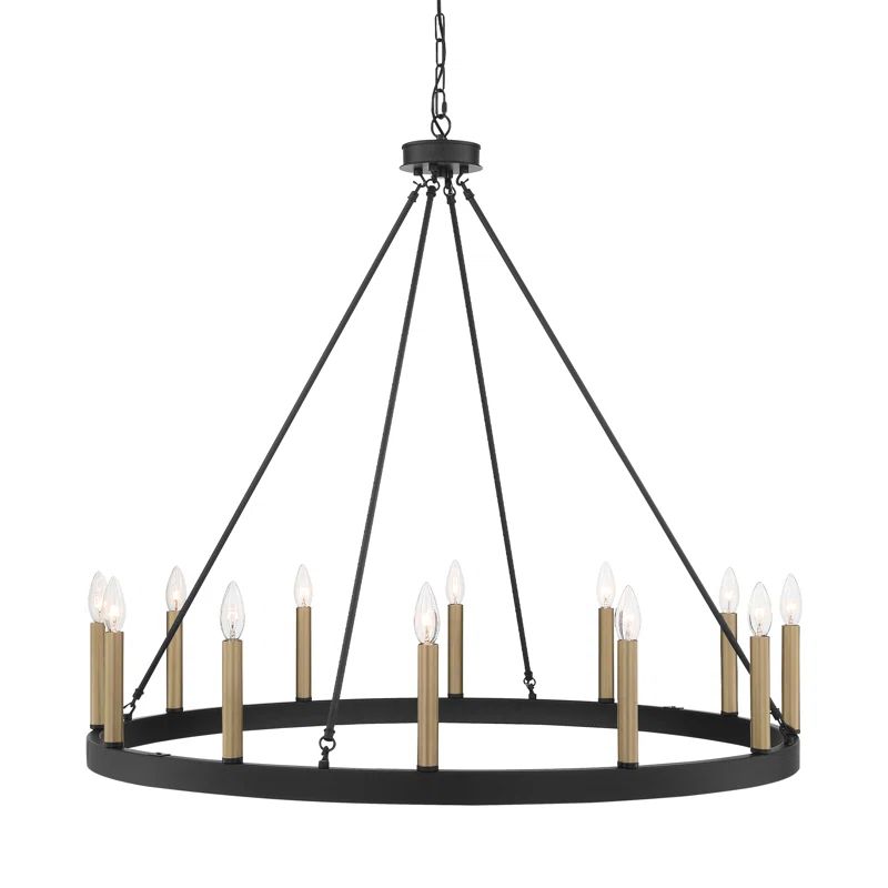 Finchley 12 - Light Candle Style Wagon Wheel Chandelier | Wayfair Professional