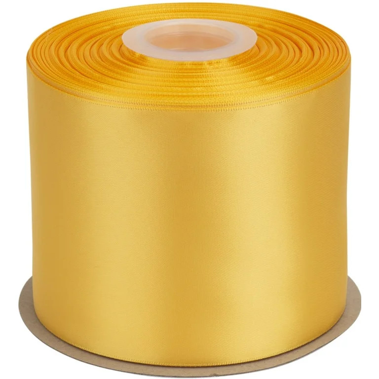 Ribbonitlux Yellow Gold Satin Ribbon 4 inch Double Sided Quality Satin for Weddings, Invitations,... | Walmart (US)