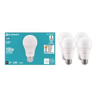 100-Watt Equivalent A19 Dimmable LED Light Bulb with Selectable Color Temperature (4-Pack) | The Home Depot